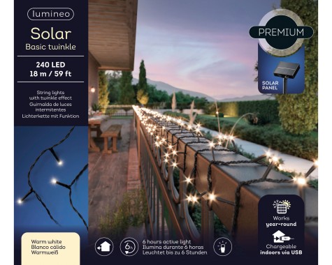 Lumineo Solar Basi Twinkle -Beleuchtung, L1800 cm, 240L ,schwarz/warm, 496265